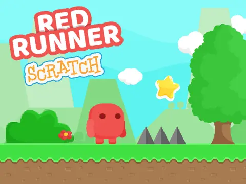 Red Runner scrolling platformer logo with animated character design