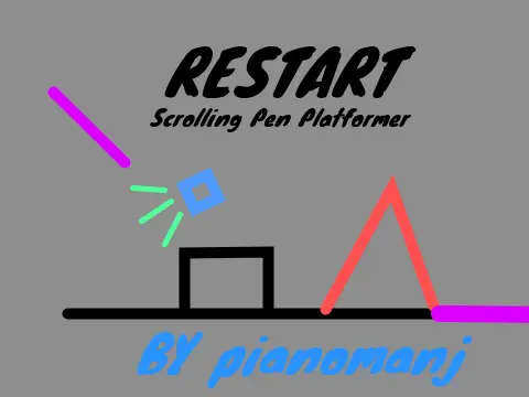 Restart pen platformer logo with minimalist geometric design
