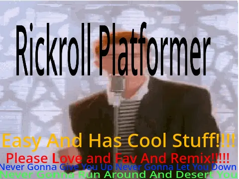 Rickroll platformer logo cover featuring Rick Astley theme and meme culture
