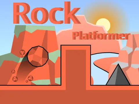 Rock Platformer logo - rock character with unique shrinking mechanic