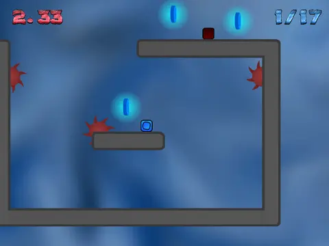 Rocky terrain scrolling platformer logo with rocky landscape and hazard icons