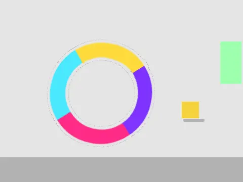 Rotate platformer logo cover featuring two-color avatar and green goal platform