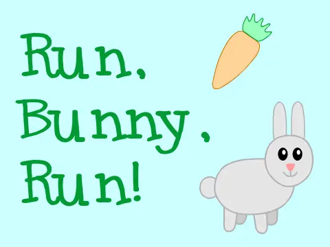 Run Bunny Run platformer logo - cute bunny adventure with carrot goal