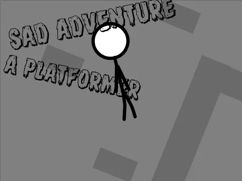 Sad Adventure platformer logo cover featuring stickman in a somber landscape