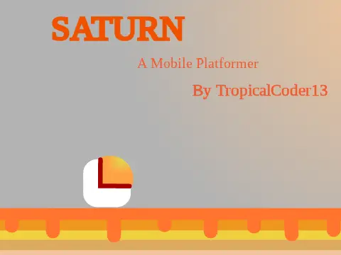 Saturn game logo featuring astronaut character on planet Saturn surface