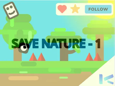Save Nature platformer logo cover featuring nature conservation message and mobile friendly icon