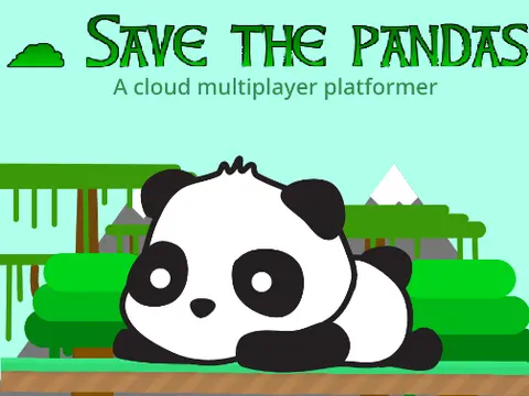 Save the Panda platformer logo cover featuring panda character in fog environment with spikes