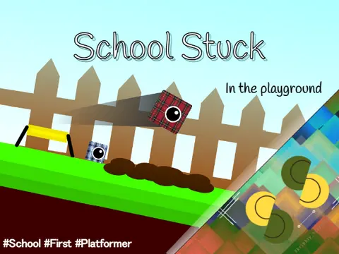 School Stuck Playground platformer logo cover featuring school playground and obstacles