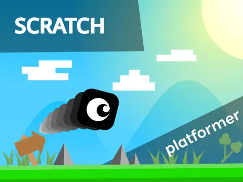 Gameplay screenshot of Scratch A Platformer featuring character, platforms, and hazards