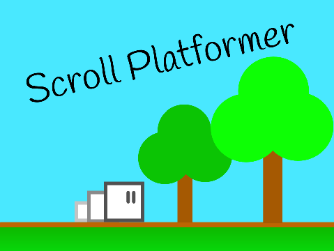 Scroll Platformer game logo - retro scrolling platformer with super jump power-up
