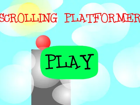 Scrolling Platformer v1.3 logo cover with cloud realism and Venxto Heroes music credit