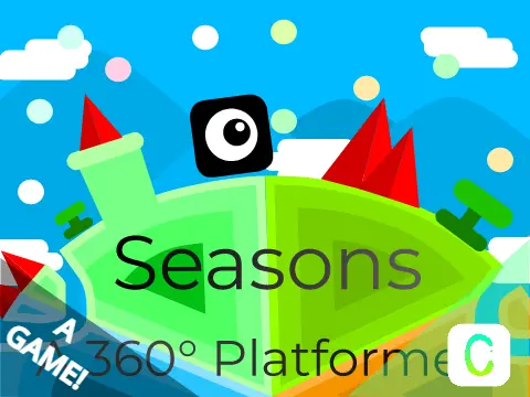 Seasons 360 platformer logo cover featuring four seasonal color quadrants