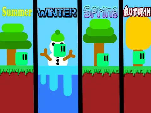 Seasons platformer logo - four seasonal environments adventure