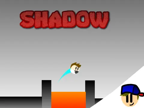 Shadow platformer game logo with dark gradient