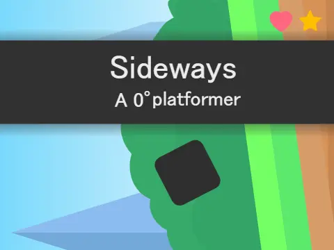 Sideways a 0° Platformer game cover with vertical mountain and orb effect