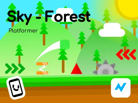 Sky - Forest Platformer logo with forest and sky theme