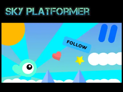 Sky Platformer logo featuring floating islands and unique thorny cloud hazards