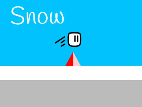 Snow platformer game logo cover featuring winter landscape with 12 levels