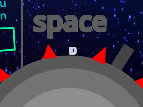 Space platformer logo with cosmic background and game title