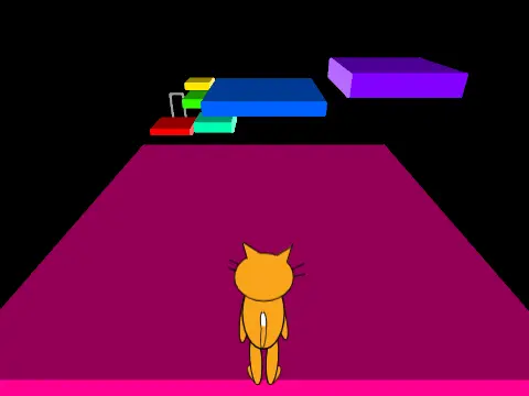 Space Cat 3D platformer logo with Scratch cat costume