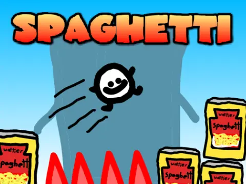 Spaghetti Platformer game logo - precision platforming with boss battle challenge