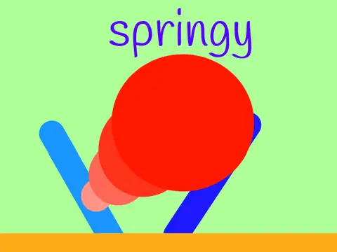 Springy: A Platformer - bouncing platformer game logo with blue springy platforms
