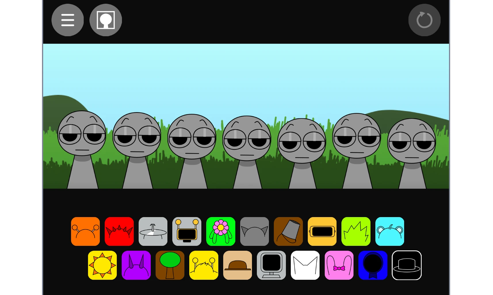Sprunki But Cooler 2.0 gameplay showing character selection and music mixing interface