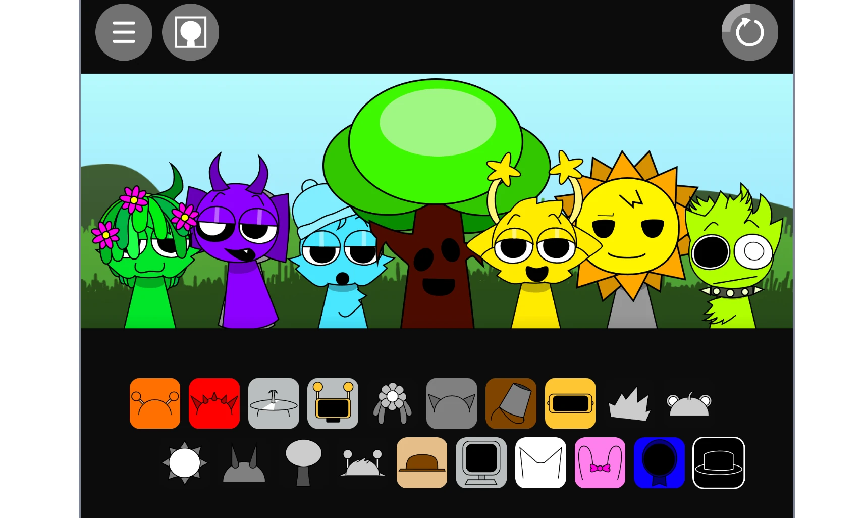 Sprunki But Cooler 2.0 different character sound options available