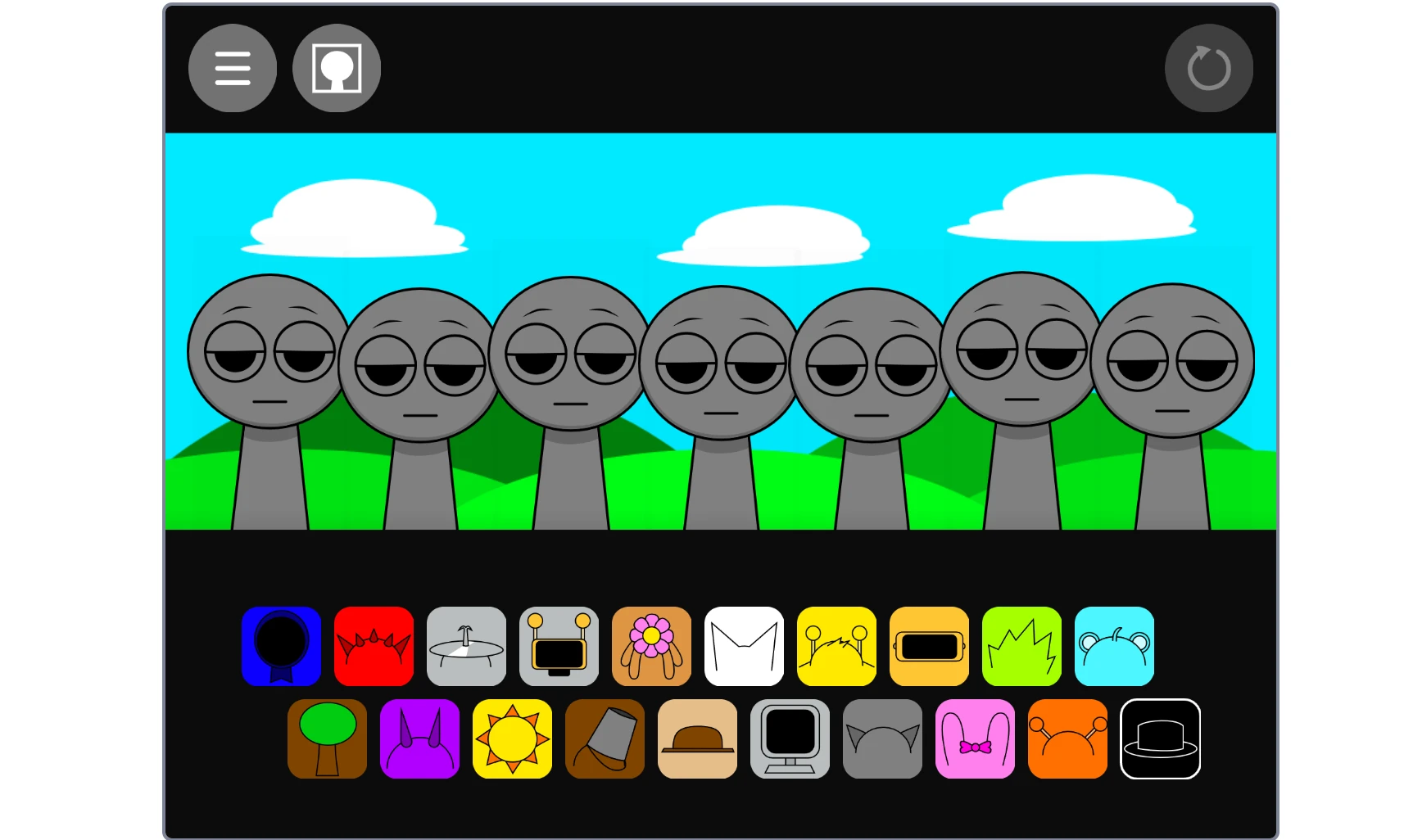 Sprunki But Opposite gameplay showing reversed character positions