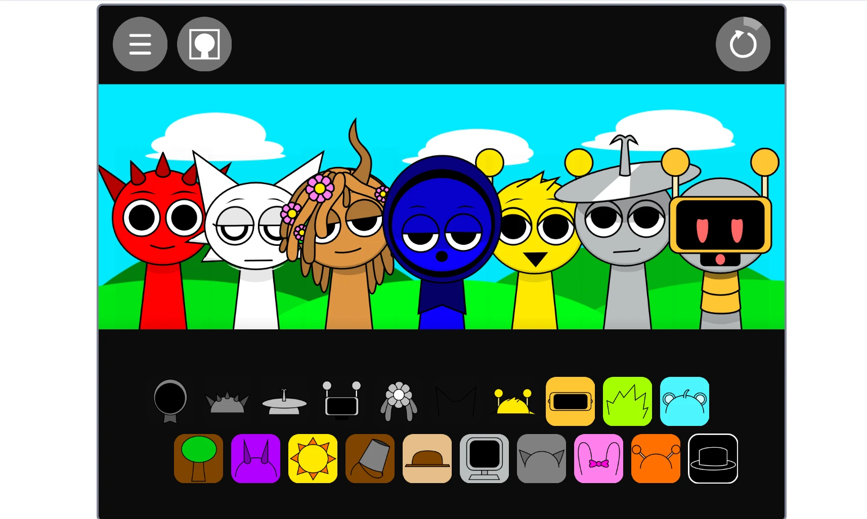 Music creation interface in Sprunki But Opposite