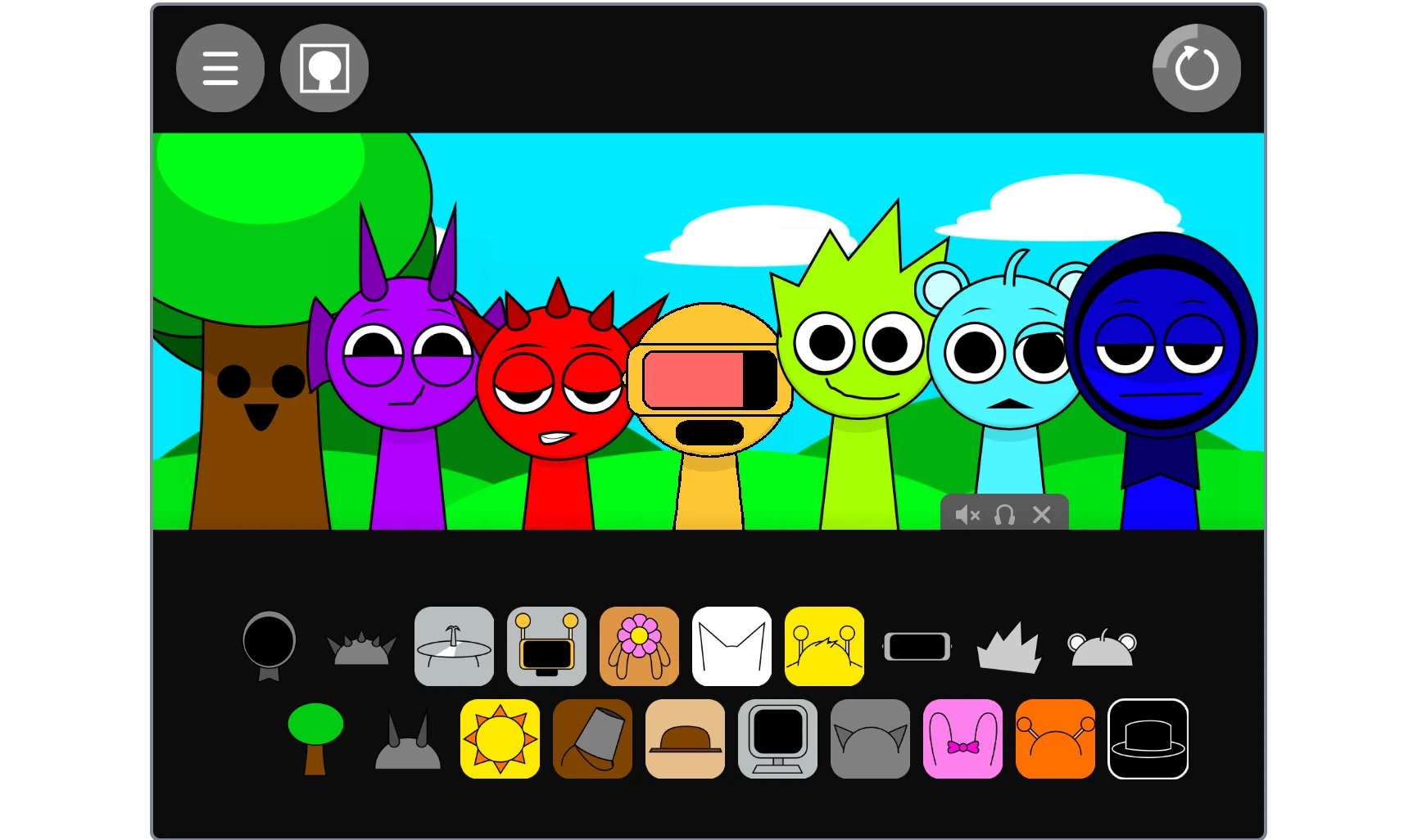 Character selection screen in Sprunki But Opposite