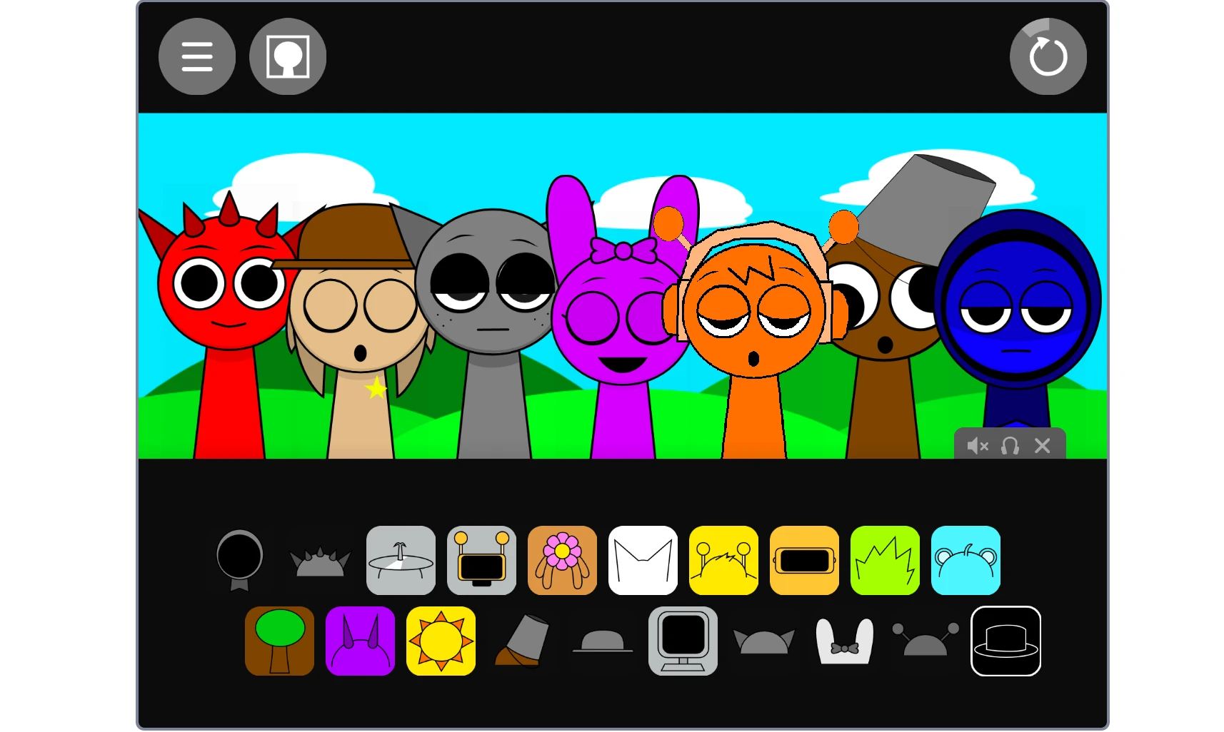 Music creation interface in Sprunki But Opposite