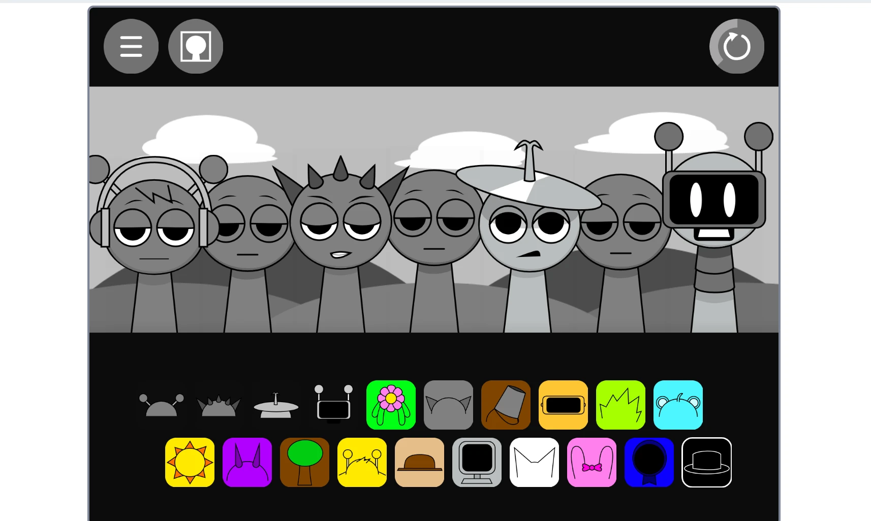 Sprunki But They Lost Their Colour music creation in black and white