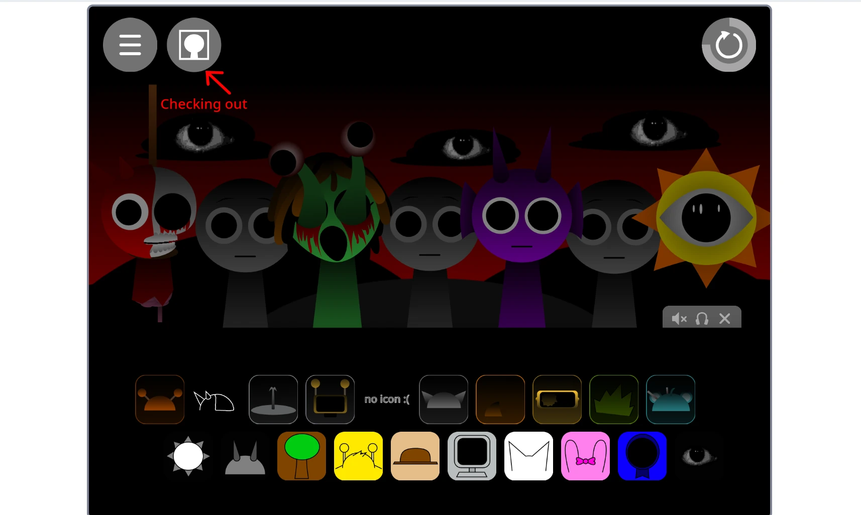 A chaotic mix of sounds and icons active in Sprunki Cancelle Update