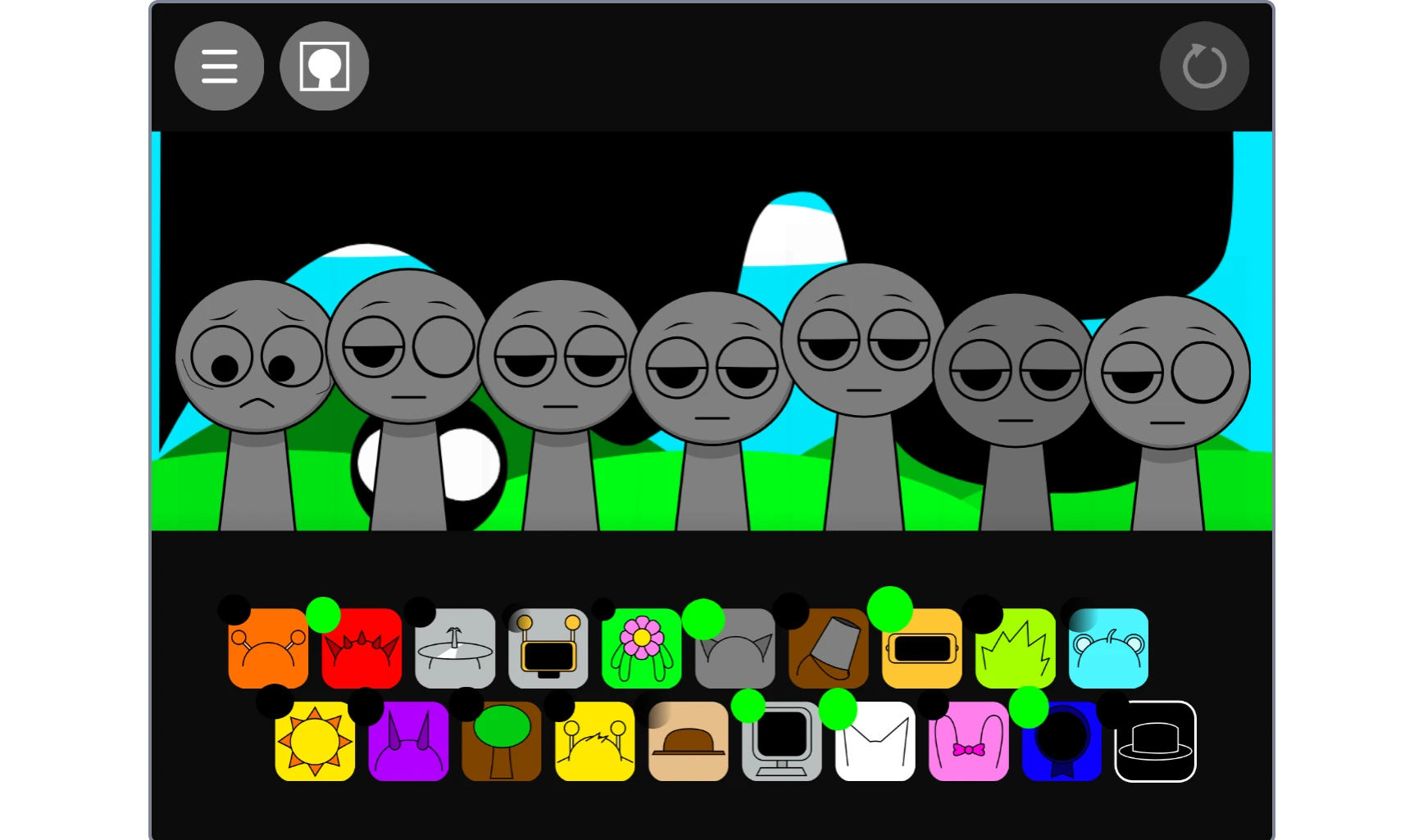 Sprunki Corruption gameplay showing dark corrupted characters and eerie interface