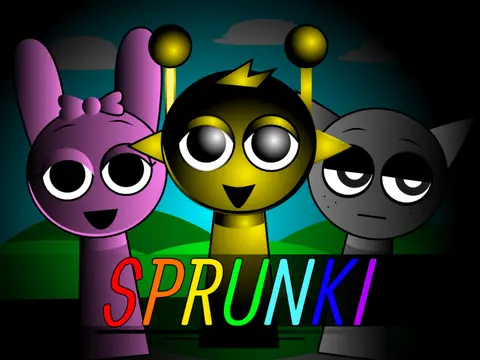 Sprunki Corruption horror game logo featuring dark corrupted characters
