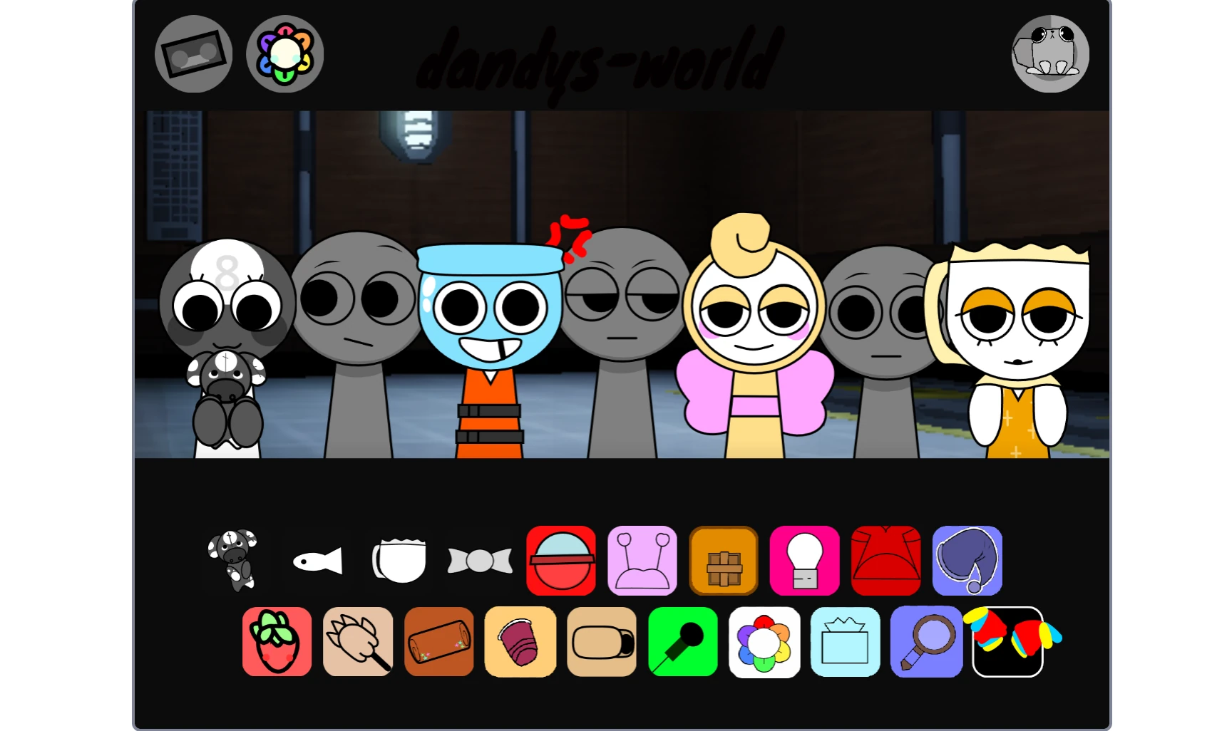 Sprunki Dandys World V3 character sound selection