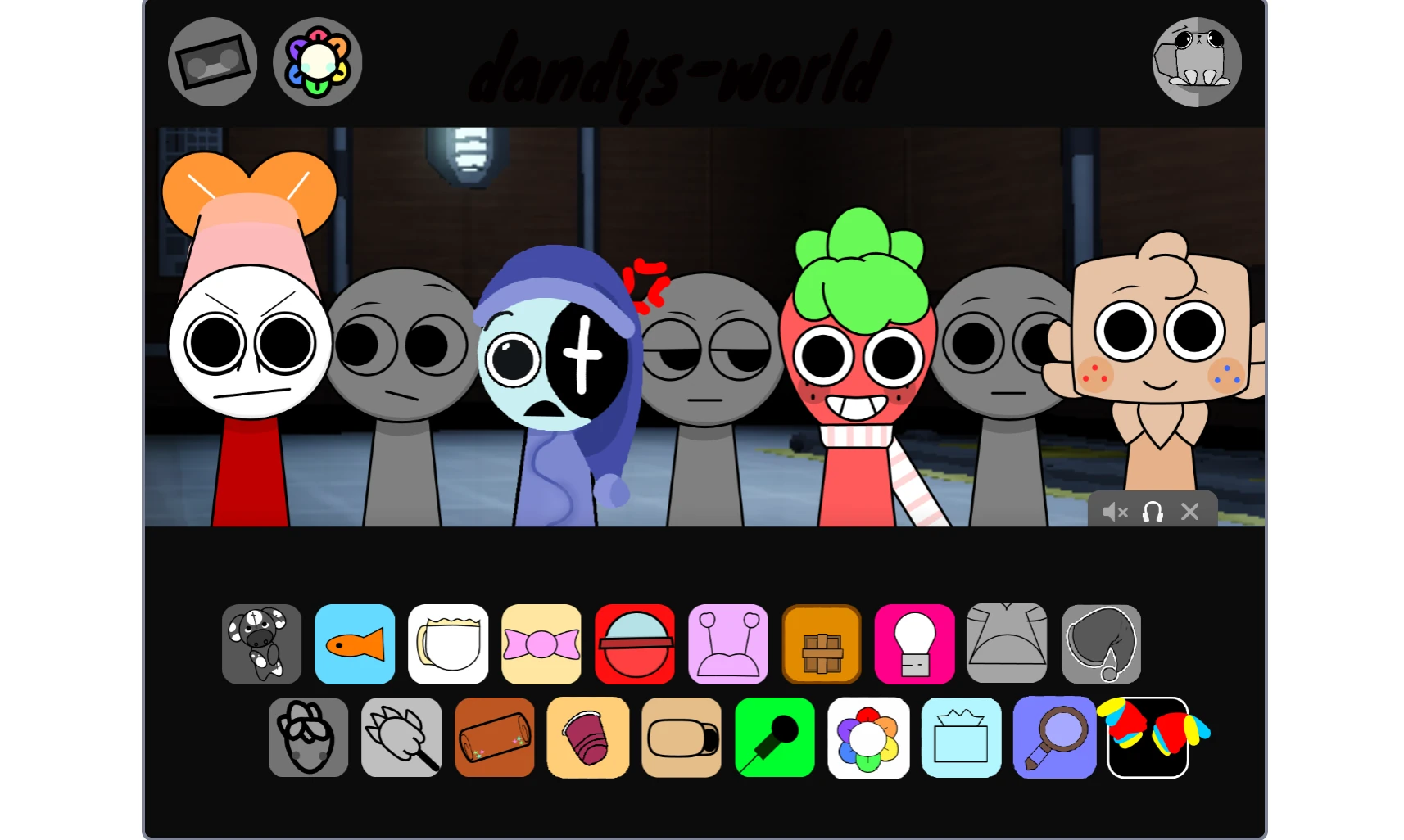 Sprunki Dandys World V3 multiple character arrangement