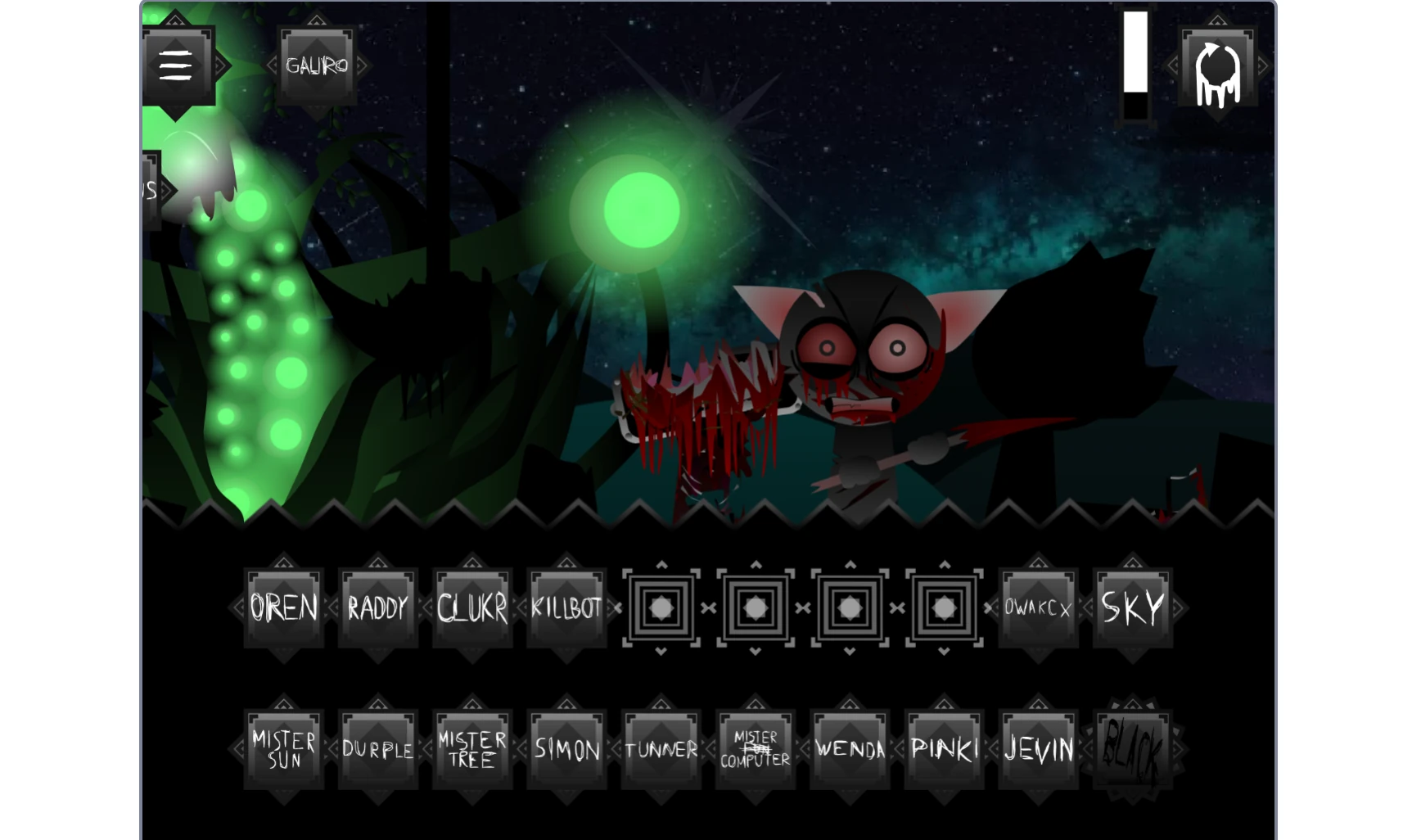 Sprunki Definitive Phase 11 character and sound selection