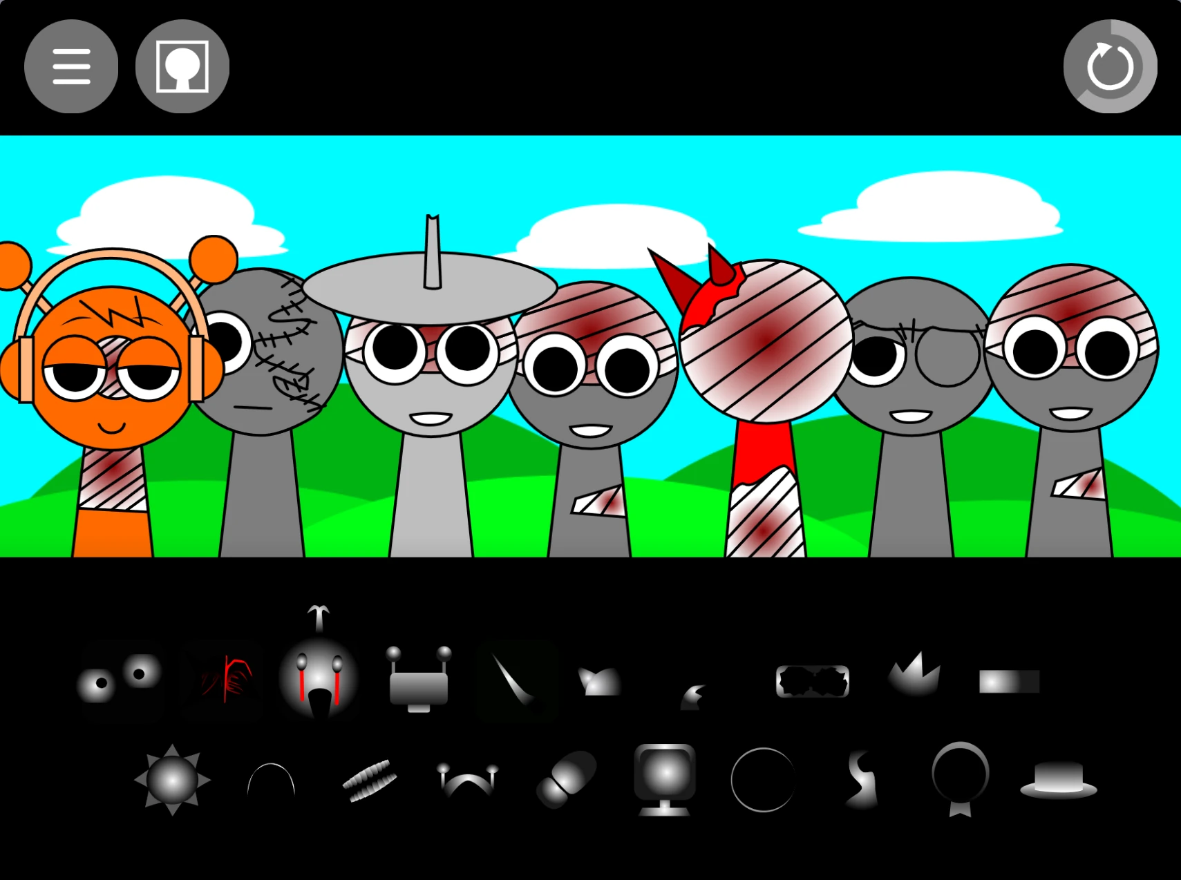 Sprunki Phase 3 music mixing interface with multiple characters