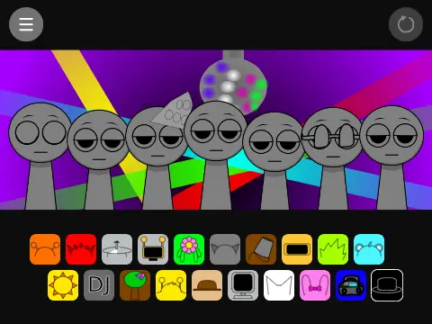 Sprunki Disco Party game logo featuring disco ball and dancing characters