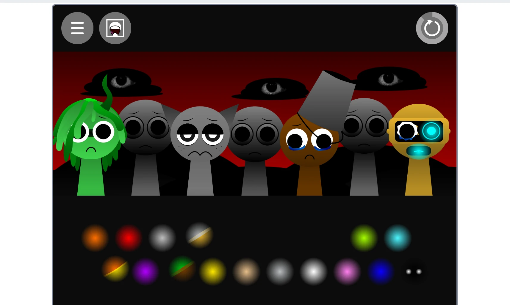 Sprunki Funbot Treatment music mixing interface