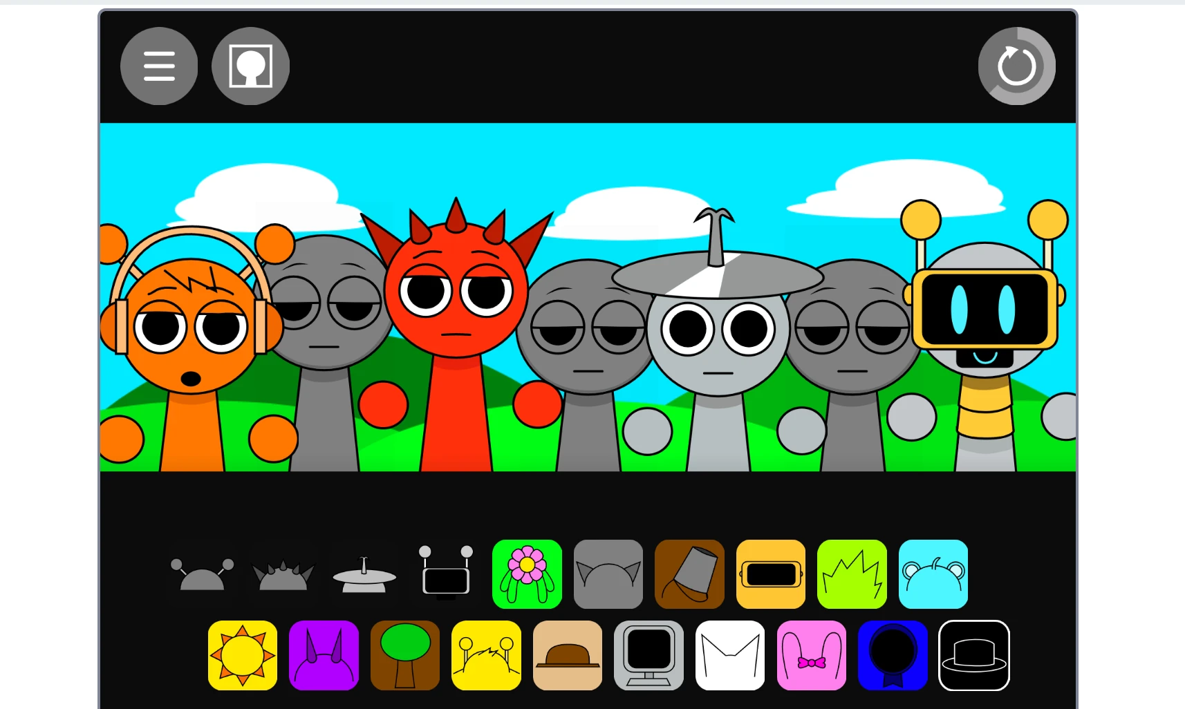 Sprunki Gametoons V2 sound icon dragging demonstration