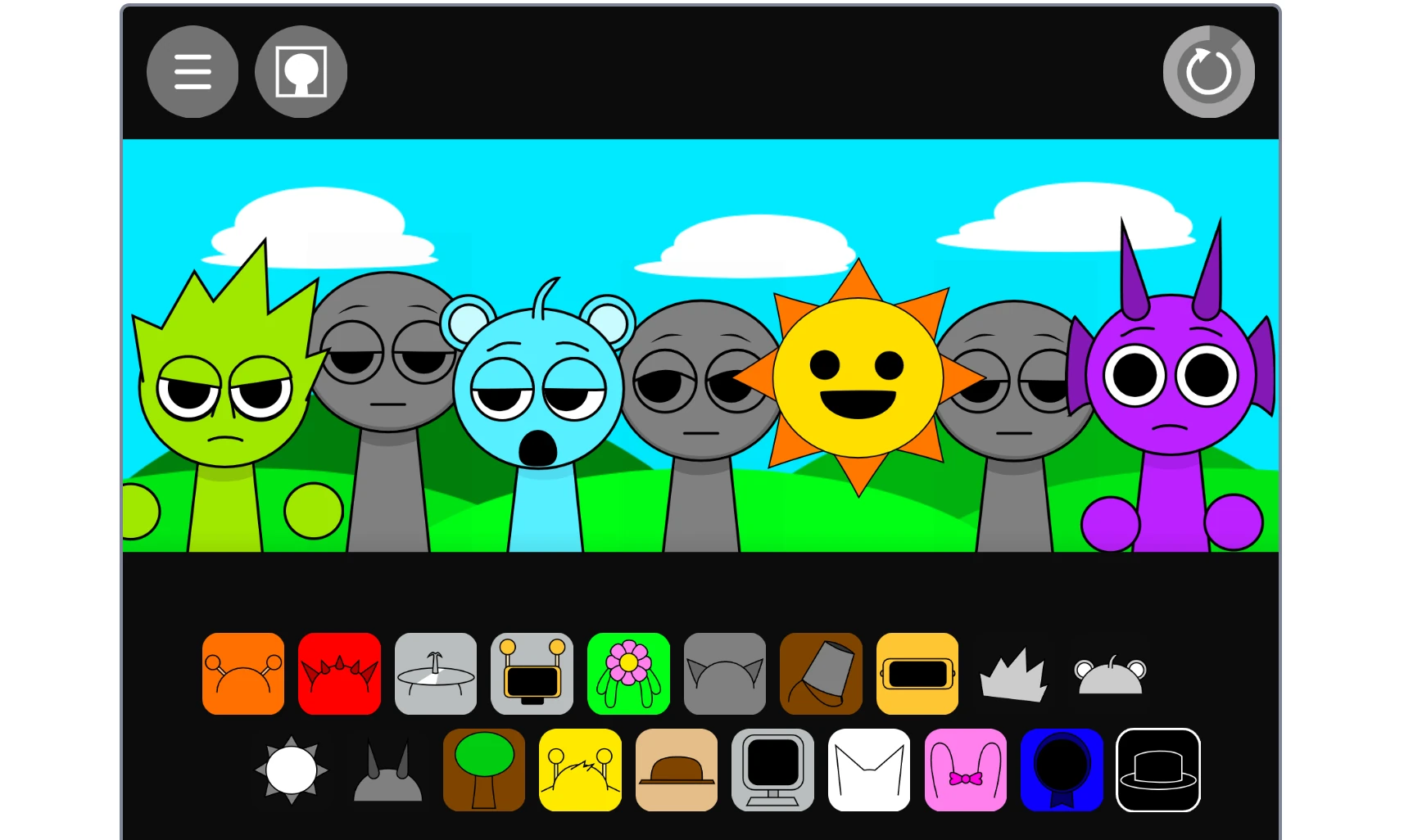 Sprunki Gametoons V2 multiple characters making music together