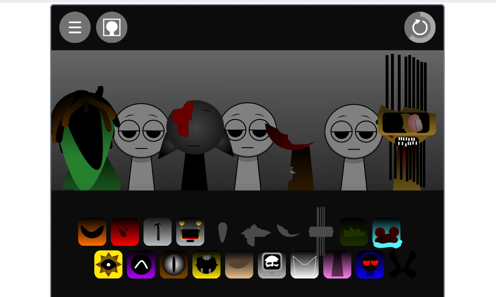 Sprunki Incredible character sound selection