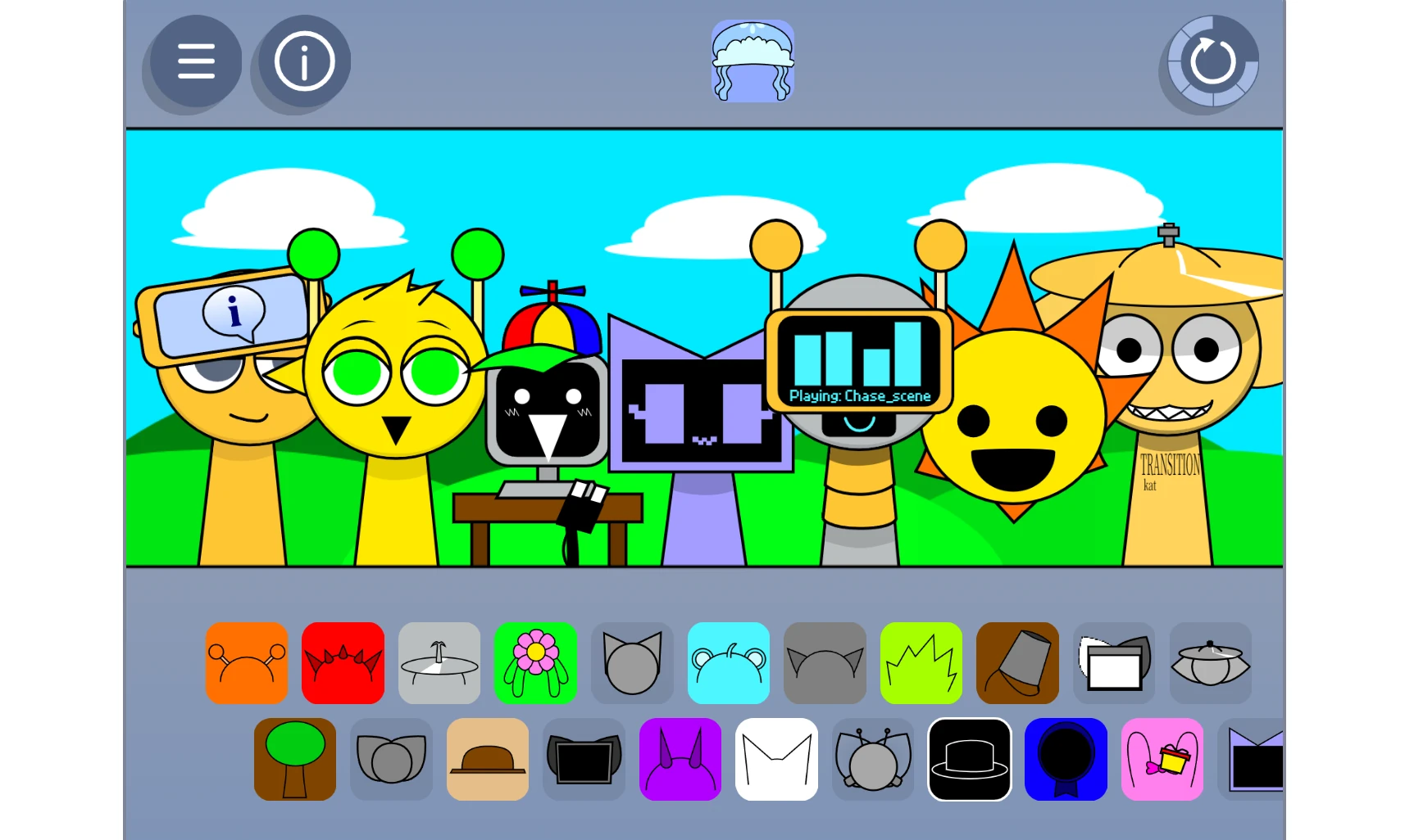 Sprunki Kats V2 showing sound mixing interface