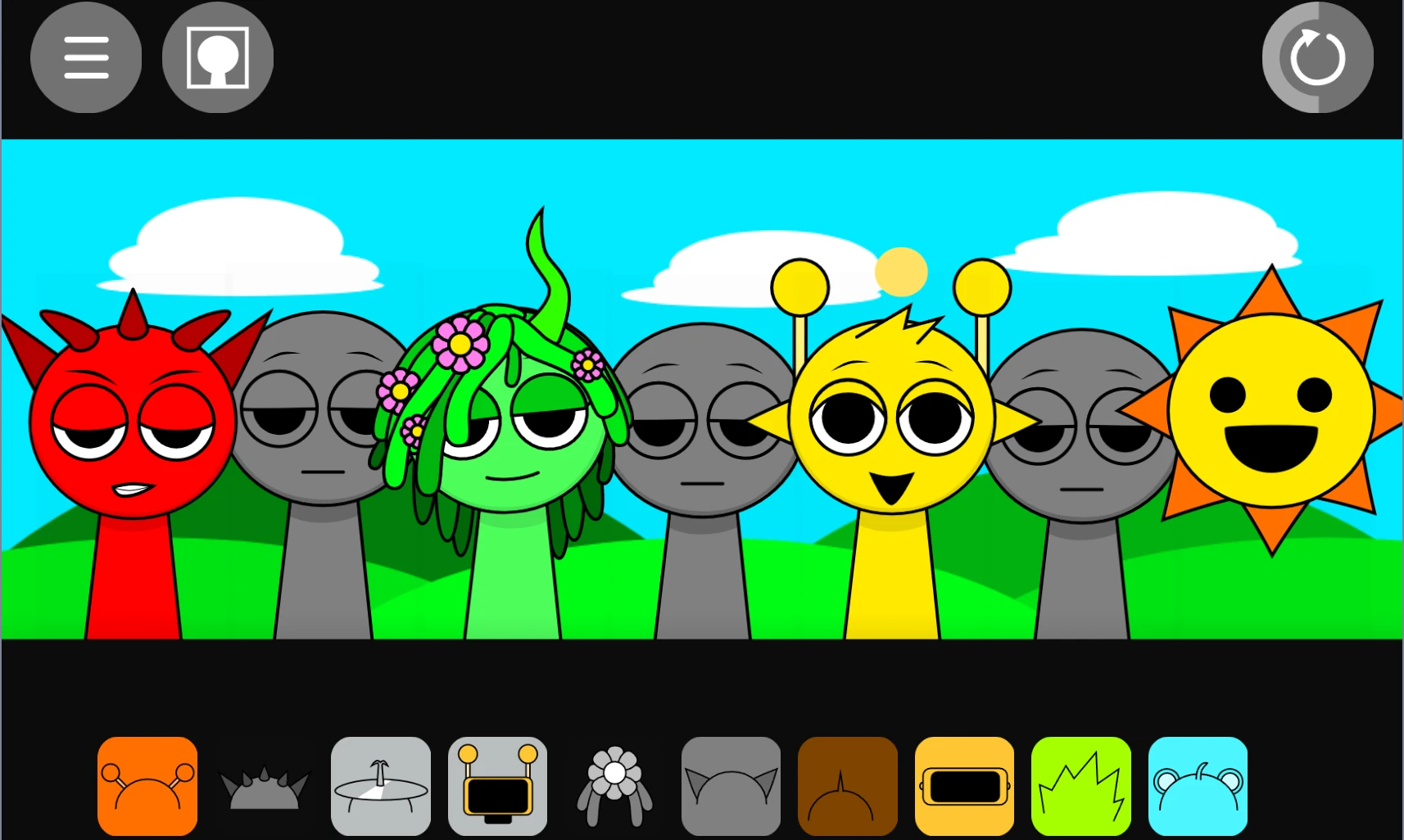 Full screen gameplay of Sprunki Kids Friendly