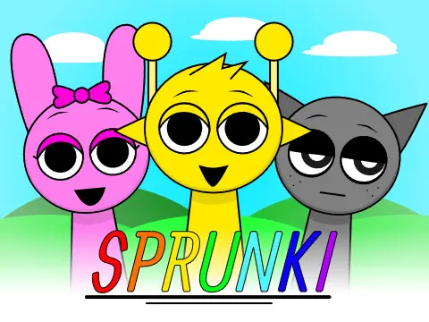 Sprunki Kids Friendly music game logo featuring child-appropriate characters