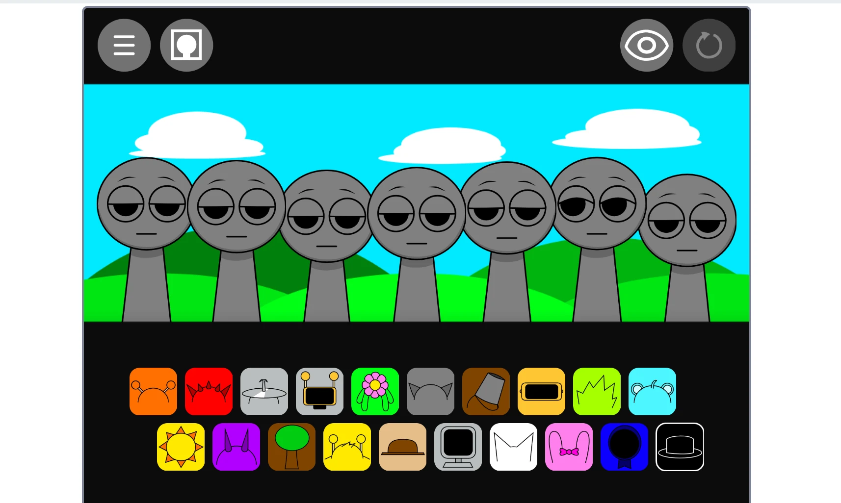 Sprunki Modded New Version gameplay showing character selection
