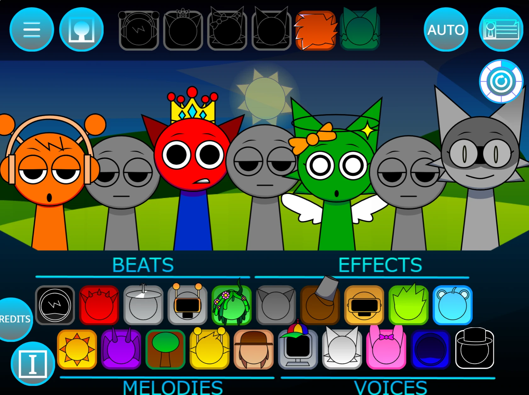 Spooky character selection in Sprunki MSI Horror Mode